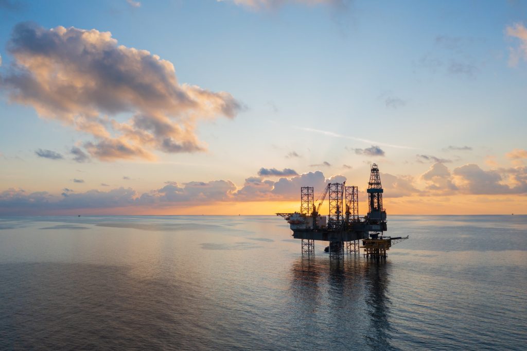 Aerial,view,of,offshore,jack,up,rig,in,a,shipyard
